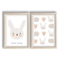 Detské obrázky v súprave 2 ks 38x53 cm Hello Bunny – Wallity