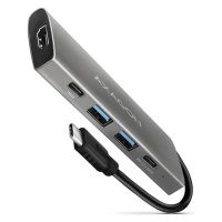 AXAGON HMC-5G2, USB 10Gbps húb, porty 2x USB-A, 2x USB-C, HDMI 4k/60, PD 100W, kábel USB-C 13cm