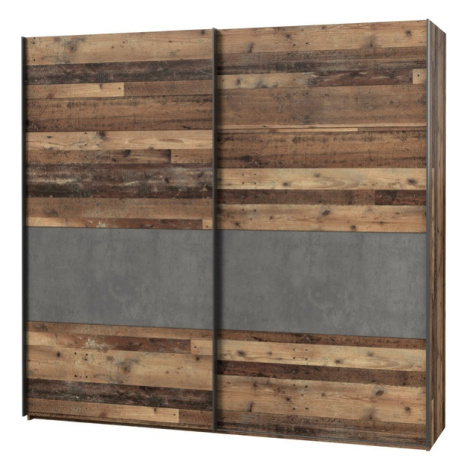 Sconto Šatníková skriňa CLIF staré drevo/betón, šírka 220 cm Houseland