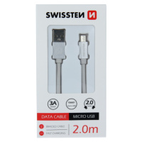 Kábel USB/Micro USB Swissten 3.0A 2m strieborný