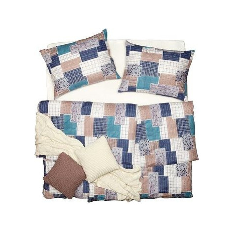 SCANquilt obliečky KLASIK patchwork modro-bielo-hnedé