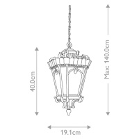 Vonkajšie závesné svietidlo Tournai, Ø 19 cm, bronz, hliník, sklo