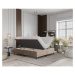 Béžová čalúnená dvojlôžková posteľ s úložným priestorom 200x200 cm Tate – Maison de Rêve