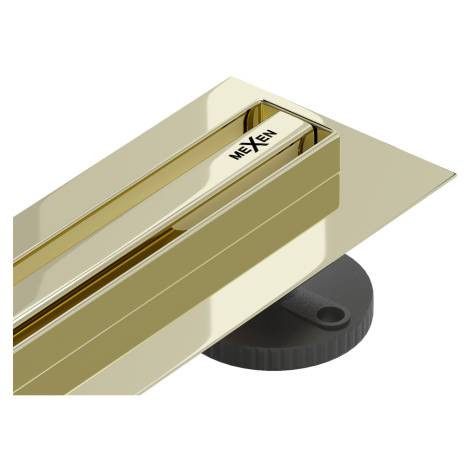 Odtokový žľab s otočným sifónom MEXEN FLAT 360 SLIM zlatý 110 cm