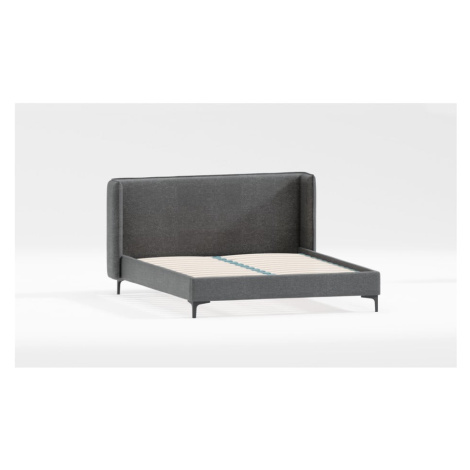 Tmavosivá čalúnená dvojlôžková posteľ s roštom 200x200 cm Basti – Ropez