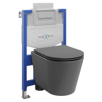 MEXEN/S - WC predstenová inštalačná sada Fenix XS-U s misou WC Rico + sedátko softclose, tmavo š