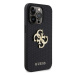 Plastové puzdro Guess na Apple iPhone 15 GUHCP15SPSP4LGK Leather Perforated 4G Glitter Logo čier