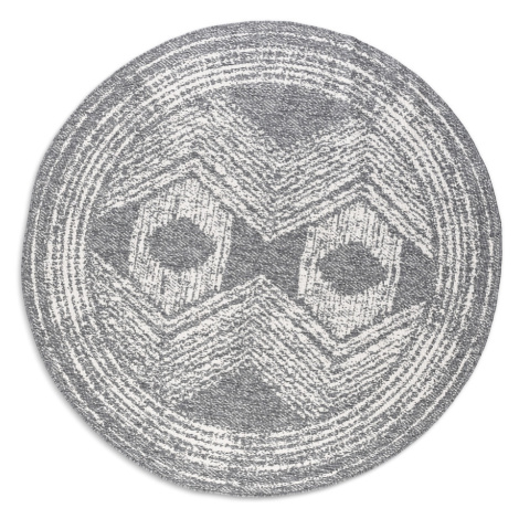 Kusový koberec Gemini 106028 Silver kruh z kolekce Elle – na ven i na doma - 140x140 (průměr) kr
