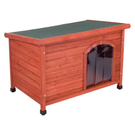 Búda pre psov Woody s rovnou strechou a dvierkami - veľ. M: Š 104 x H 66 x V 70 cm