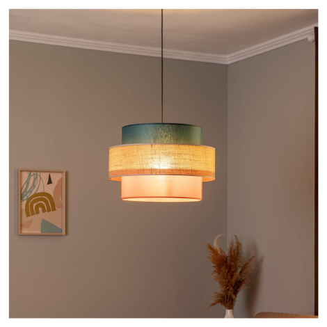 Závesná lampa Trio, jutové tienidlo, benzínová/prírodná hnedá/oranžová Ø TK Lighting