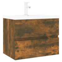 vidaXL Umývadlová skrinka so vstavaným umývadlom dymový dub spr. drevo