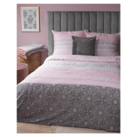 Vzorovaná ružová posteľná bielizeň z bavlneného saténu