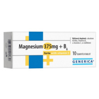 GENERICA Magnesium 375 mg + B6 forte s vitamínom C 10 šumivých tabliet