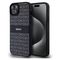 DKNY PU Leather Repeat Pattern Tonal Stripe Zadný Kryt pre iPhone 15 Plus Black