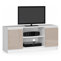 Stolík pod TV RTV 120 2D 1P biely / cappuccino, lesk