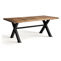 Estila Luxusný obdĺžnikový industriálny jedálenský stôl Inar s prírodnou hnedou drevenou doskou 