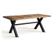 Estila Luxusný obdĺžnikový industriálny jedálenský stôl Inar s prírodnou hnedou drevenou doskou 