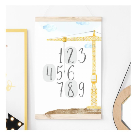 Detský plagát s číslami a so stavebným motívom do detskej izby