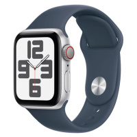 APPLE WATCH SE GPS + CELLULAR 40MM SILVER ALUMINIUM CASE WITH STORM BLUE SPORT BAND - M/L MRGM3Q