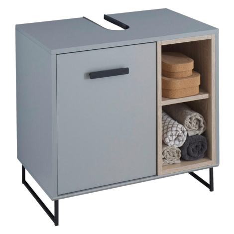 home24 SKRINKA POD UMÝVADLO, sivá, dub sonoma, sivá, dub sonoma, 65/60,5/38 cm