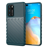 Huawei P40, silikónové puzdro, stredne odolné proti nárazu, s vypuklým pruhovaným vzorom, zelené