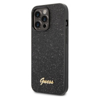 Guess PC/TPU Glitter Flakes Metal Logo Zadný Kryt pre iPhone 14 Pro Black