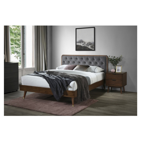 Drevená posteľ Sidy 160x200 cm manželská posteľ sivá/orech Halmar