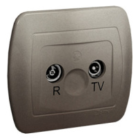 Anténová zásuvka R-TV koncová oddelená, tlm.:1dB, saténový, metalizovaný
