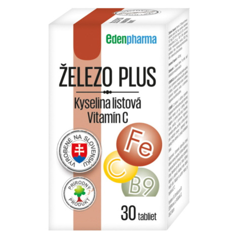 EDENPHARMA Železo plus kyselina listová vitamín C tablety 30 ks