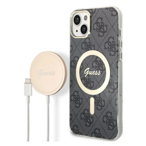 Kryt Guess Case + Charger Set iPhone 14 6,1" black hard case 4G Print MagSafe (GUBPP14SH4EACSK)