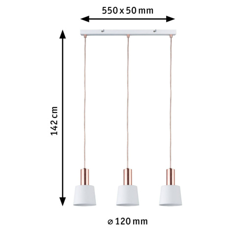 Paulmann Haldar závesná lampa 3-pl., v bielej