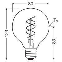 OSRAM LED Vintage G80 E27 4,6W 927 špirálové vlákno číre tmavé