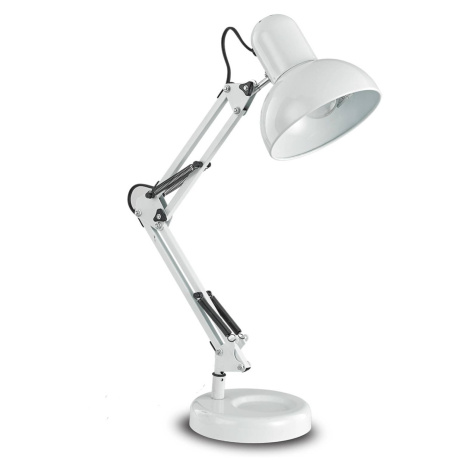 Stolná lampa Kelly s kĺbovým ramenom, E27, biela IDEAL LUX