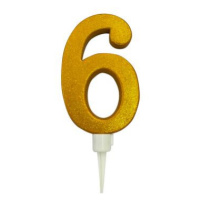 TORO Tortová sviečka číslica "6" TORO zapichovacia 16cm zlatá