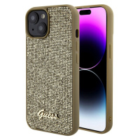 Guess PU Square Mirror Script Logo Zadný Kryt pre iPhone 15 Gold