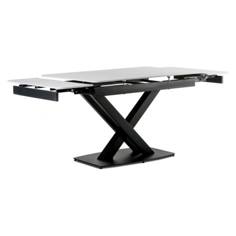 AUTRONIC HT-450M BK Jedálenský stôl 120+30+30x80 cm, keramická doska biely mramor, kov, čierny m