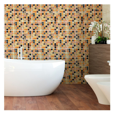 Sada 9 nástenných samolepiek Ambiance Wall Decal Tiles Mosaics Sanded Grade, 15 × 15 cm