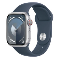 APPLE WATCH SERIES 9 GPS + CELLULAR 45MM SILVER ALUMINIUM CASE STORM BLUE SPORTBAND-S/M,MRMG3QC/