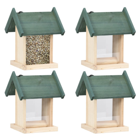 vidaXL Krmítka pre vtáky 4 ks jedľové drevo