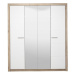 Štvordverová šatníková skriňa so zrkadlami shine - dub sivý/biela