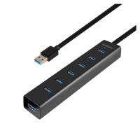 Axagon HUE-SA7BP, 4x USB 3.0 ALU CHARGING hub, vr. AC adaptéra, kábel USB-A 40cm