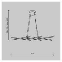 Závesné svietidlo Maytoni LED Halo, čierne, dĺžka 103,5 cm