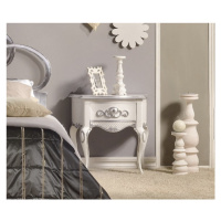 Estila Luxusný barokový nočný stolík Alegro bielej farby so zásuvkou a ornamentálnym zdobením 62