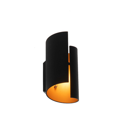 Dizajnová nástenná lampa čierna so zlatom - Faldo QAZQA