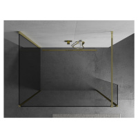 Mexen Kioto, 3-stenová sprchová zástena Walk-In 140 x 115 x 40 cm, 8mm číre sklo, zlatý lesklý p