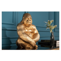 Estila Luxusná art deco dekoračná soška gorily Wilde z kovu v zlatej farbe 43cm