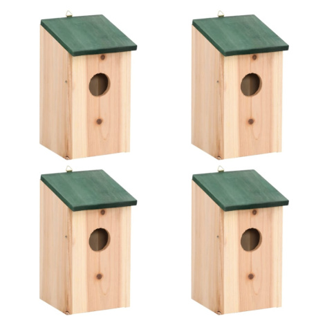 vidaXL Vtáčie búdky 4 ks, drevo 12x12x22 cm