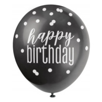 Balóniky latexové Happy Birthday čierne/sivé/biele 6 ks ALBI