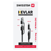 SWISSTEN KEVLAR 4in1 3A 60W 1,5m antracit