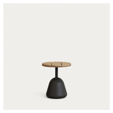 Okrúhly konferenčný stolík s doskou z akácie v čierno-prírodnej farbe ø 43 cm Saura – Kave Home